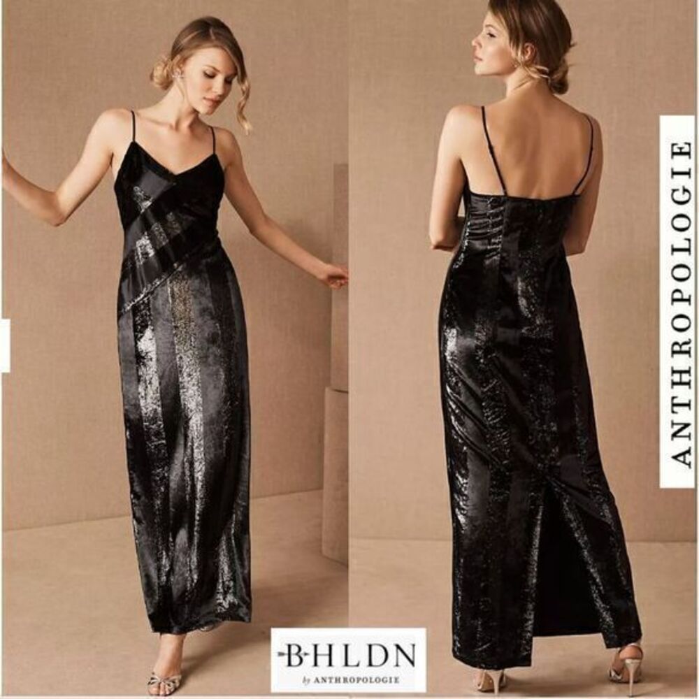 Yumi Kim X BHLDN Anthropologie Extraβ Small Pietra Dress Black Metallic Striped